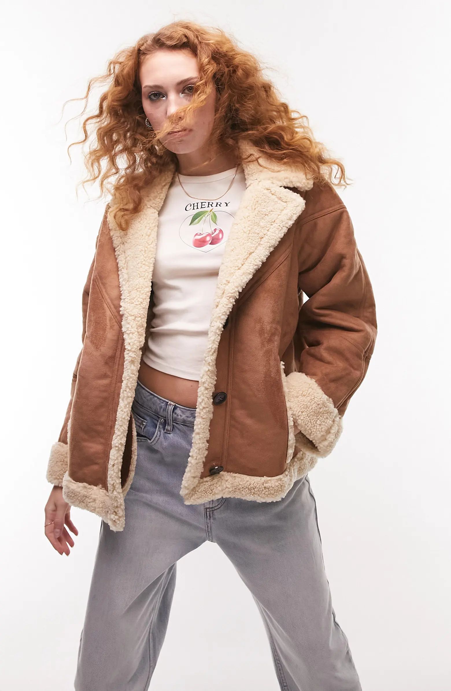 Topshop Faux Shearling Car Coat | Nordstrom | Nordstrom