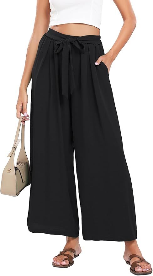 Kocowoo Summer Wide Leg Pants for Women High Waisted Palazzo Pants Casual Lounge Beach Trousers w... | Amazon (US)