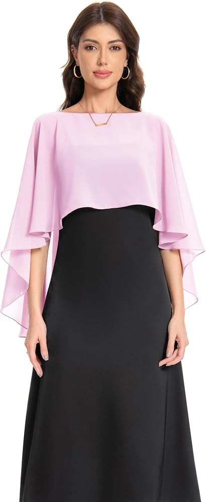 Baoqiya Women's Capelet Shawls and Wraps for Evening Dresses Soft Bridesmaid Shawl Chiffon Cape W... | Amazon (US)