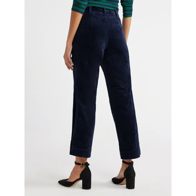 Free Assembly Women's High Rise Cropped Flare Corduroy Pants with Patch Pockets, 27” Inseam, Si... | Walmart (US)