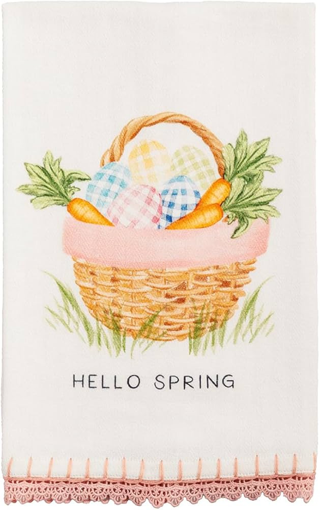 Mud Pie Hello Spring Easter Egg Basket Printed Towel | Amazon (US)