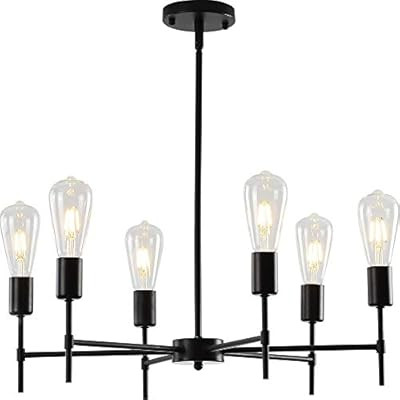 Black Sputnik Chandelier Vintage Metal Semi Flush Mount Ceiling Light Modern Style Chandelier 6 L... | Amazon (US)