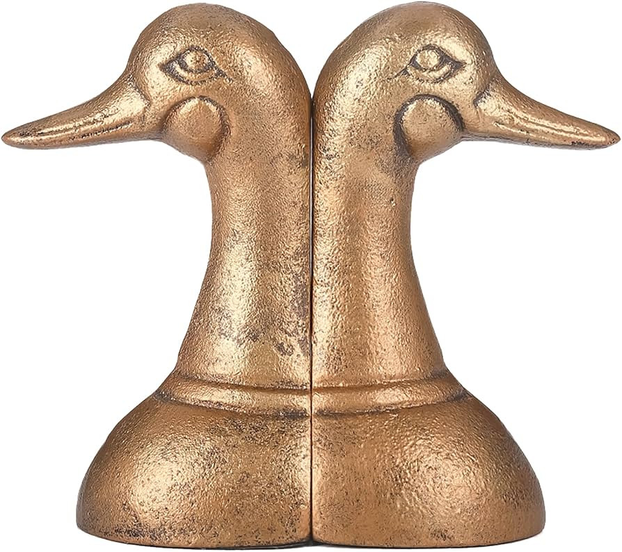 Vintage Decorative Cast Iron Duck Head Bookends with Non-Slip Pads, 5.2 Lb | Amazon (US)