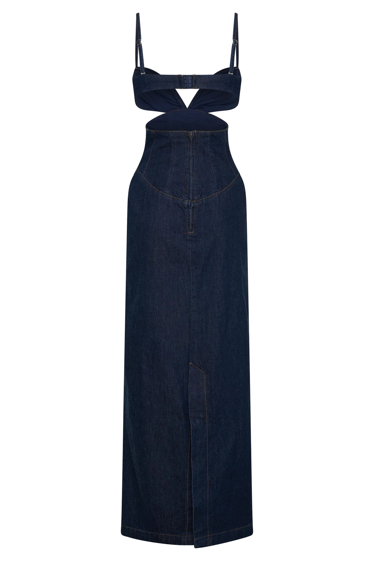 Denim Cupped Maxi Dress - Indigo Blue | MESHKI US