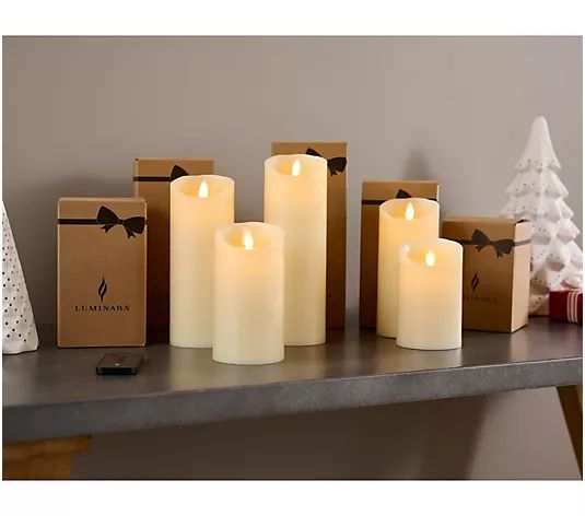 Luminara 5-pc Assorted Flameless Pillars w/ Gift Box and Remote - QVC.com | QVC