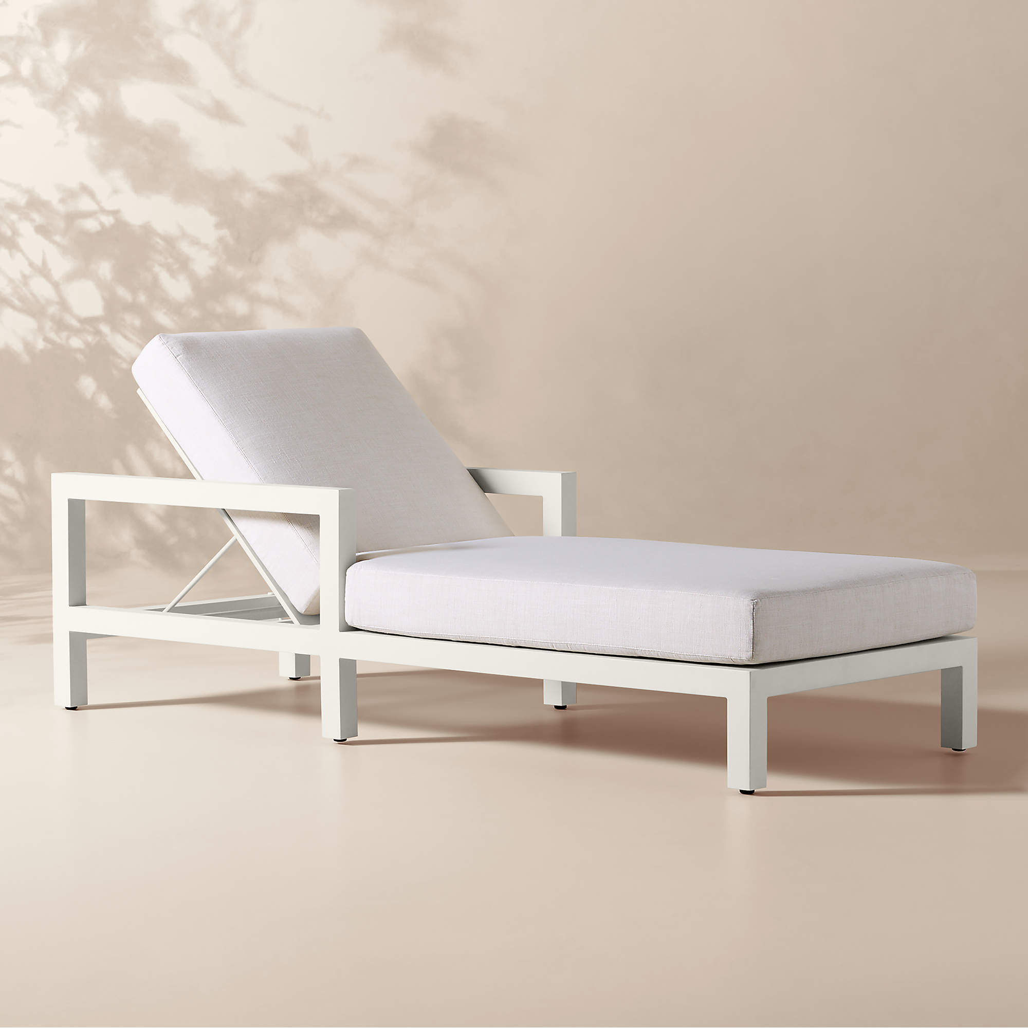 Bay Ivory Aluminum Outdoor Sun Lounger with Ivory Cushions + Reviews | CB2 | CB2