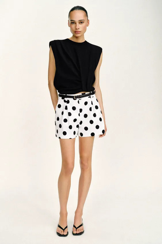 HIGH-WAISTED BELTED SHORTS | Zara US