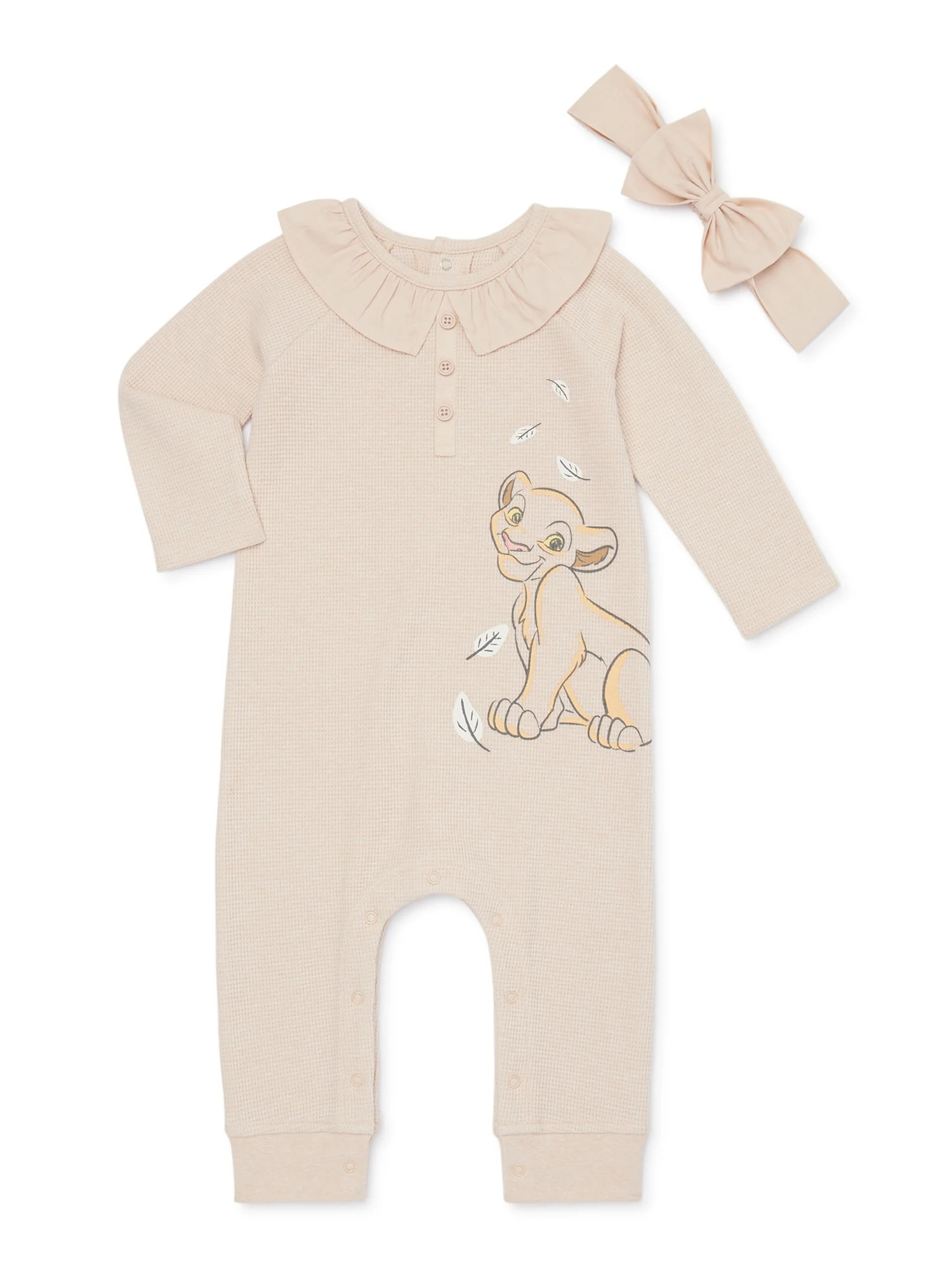 Disney The Lion King Baby Girls Long Sleeve Romper and Headband, 2-Piece Set, Sizes 0/3 Months-24... | Walmart (US)