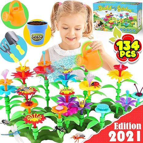 GoodyKing Flower Garden Building Toys for Girls - STEM Toy Gardening Pretend Gift for Kids - Stac... | Amazon (US)