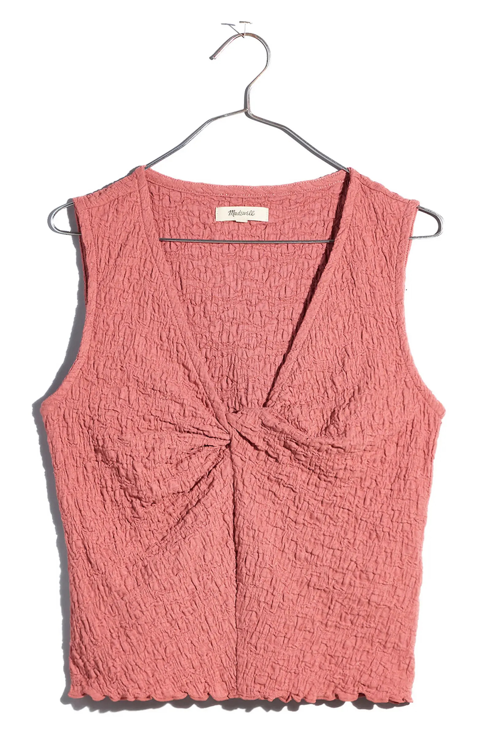 Popcorn Knit Twist Front Sleeveless Crop Top | Nordstrom