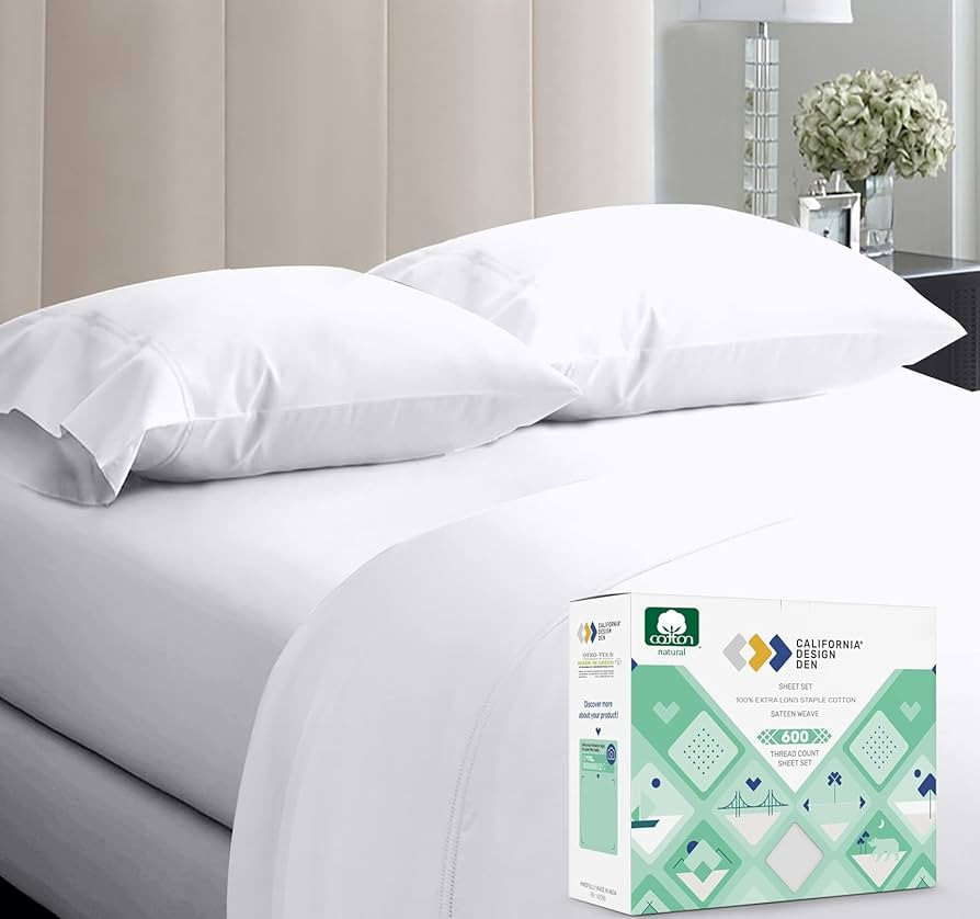 California Design Den 5-Star Hotel Quality 600 Thread Count 100% Cotton Sheets for Queen Size Bed... | Amazon (US)