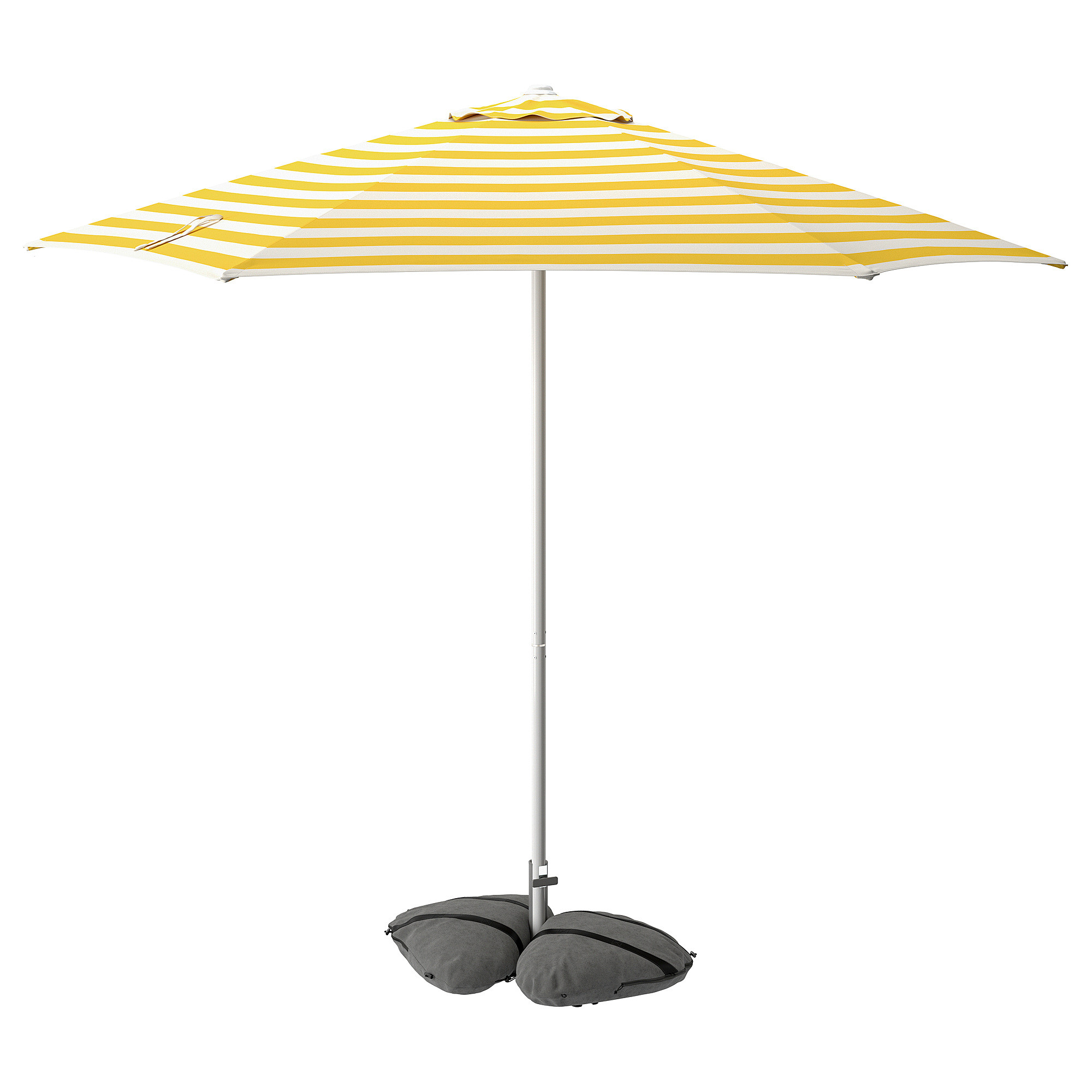 HÖGÖN / IGGÖN Umbrella with base, off-white bright yellow/stripe dark gray, 106 1/4 " | IKEA US