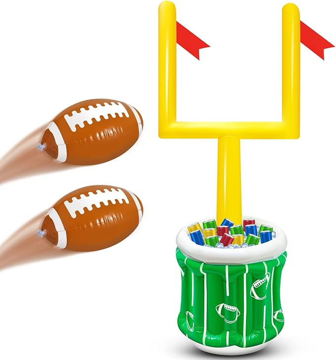 3 Pieces Inflatable Football Drink Cooler with Football Set, Blow up Football and 2 Field Goal Po... | Amazon (US)