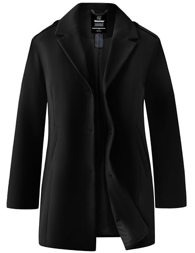 wantdo Women's Plus Size Single Breasted Peacoat Notched Lapel Collar Overcoat Black 2X | Amazon (US)