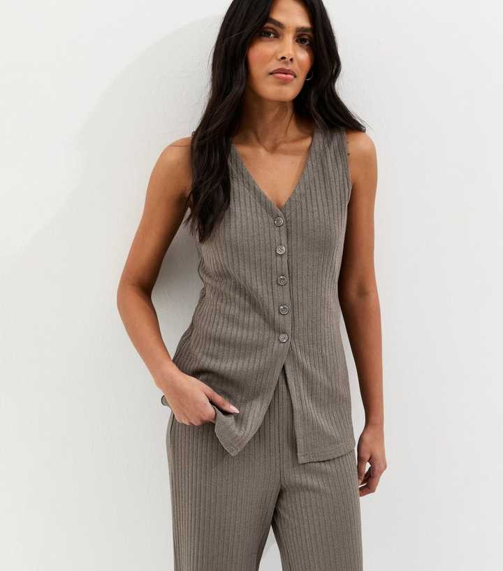 Mink Soft Touch V Neck Waistcoat | New Look | New Look (UK)