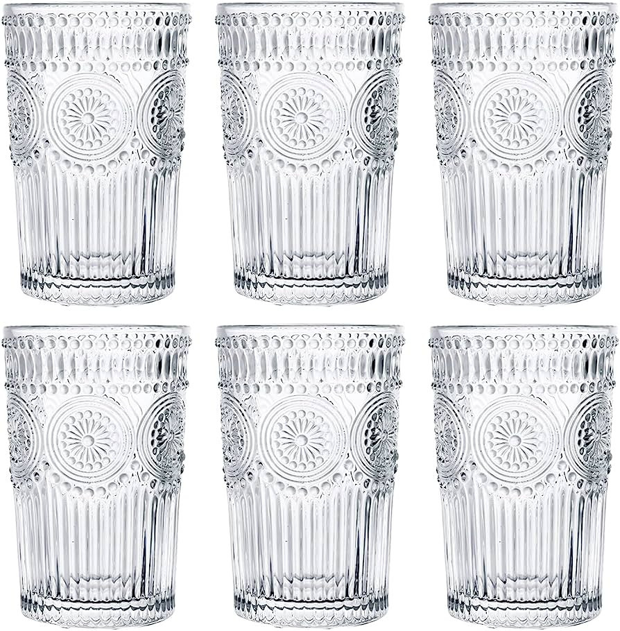Kingrol 6 Pack 12 oz Romantic Water Glasses, Premium Drinking Glasses Tumblers, Vintage Glassware... | Amazon (US)
