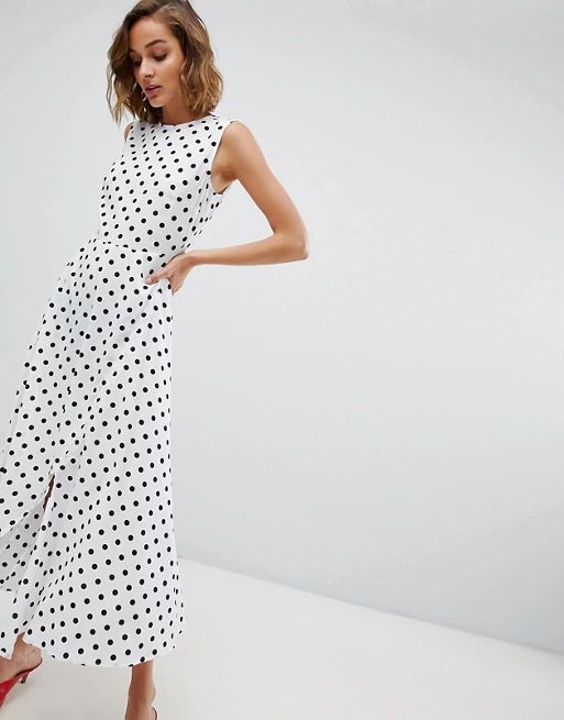 ASOS DESIGN Sleeveless Maxi Dress In Polka Dot | ASOS US