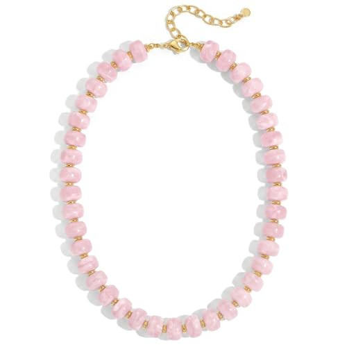 FAUTHENTICUTE Swirled Pink Beaded Necklace for Women | Amazon (US)