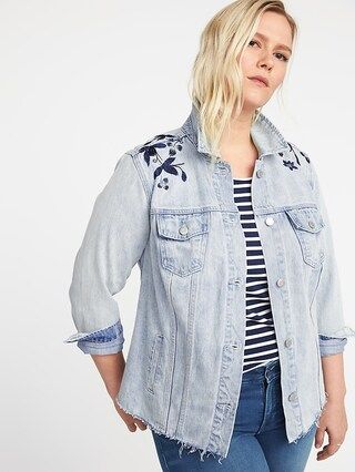 Plus-Size Embroidered-Graphic Denim Jacket | Old Navy US