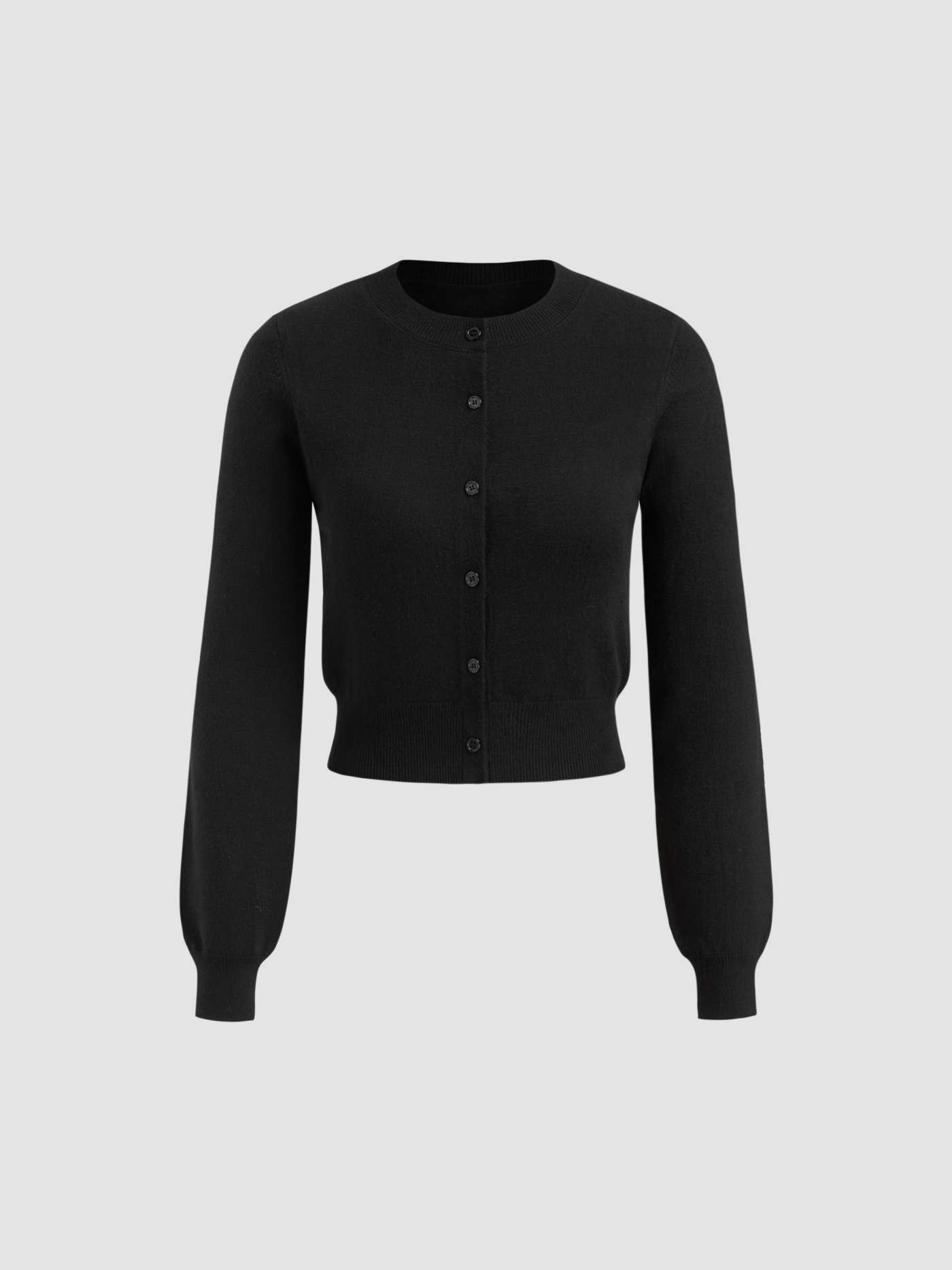 Knit Round Neckline Button Cardigan | Cider