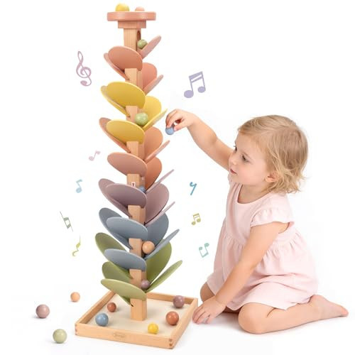 Joyreal Wooden Marble Run Music Tree for Kids 3-5 4-8, Montessori Wooden Ball Drop Toy, Rainbow Marble Tree Tower with Sound Leaves, Educational Learning Birthday Gift | Amazon (US)