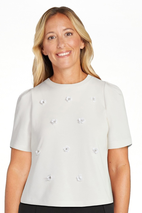 Free Assembly Women's and Women's Plus Embellished Pleat Shoulder Top with Short Sleeves, Sizes X... | Walmart (US)