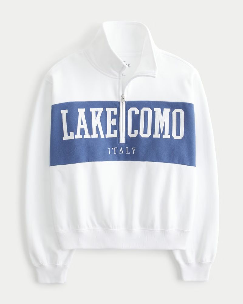 Easy Half-Zip Lake Como Italy Graphic Sweatshirt | Hollister (US)