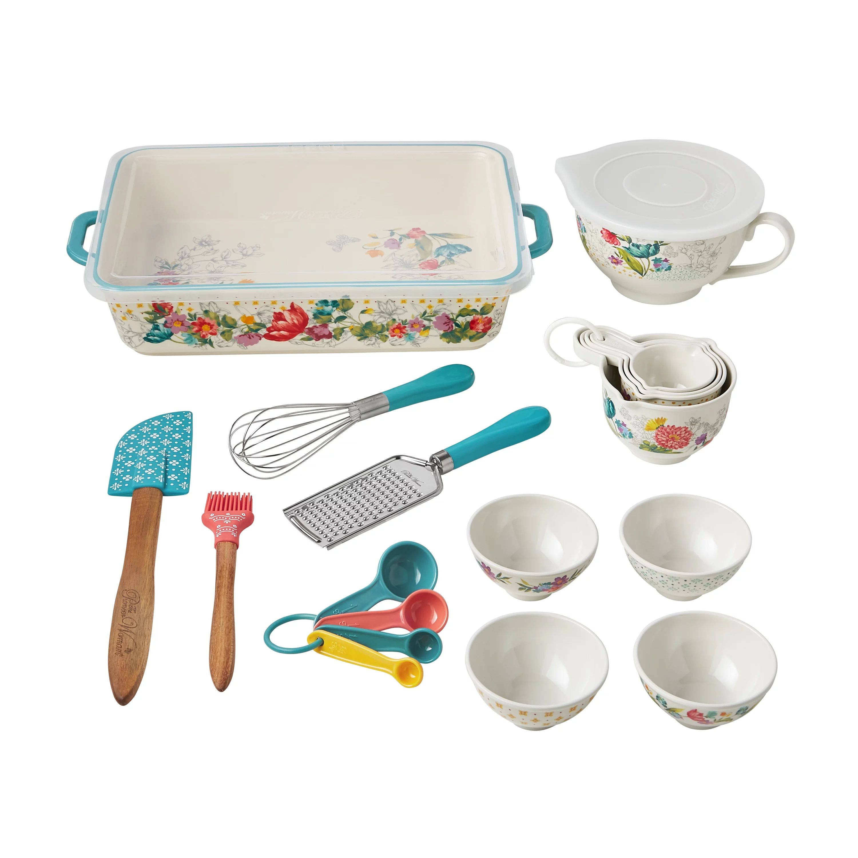 The Pioneer Woman Blooming Bouquet 20-Piece Bake & Prep Set with Baking Dish & Measuring Cups | Walmart (US)