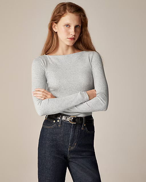 Fine rib boatneck top | J. Crew US