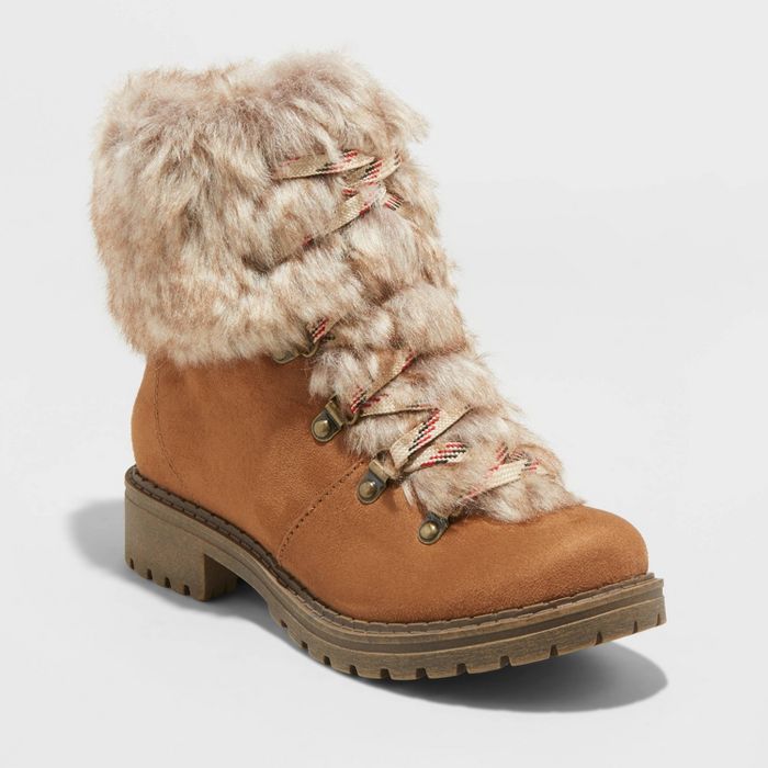 Women's Lilliana Microsuede Faux Fur Lace-Up Boots - Universal Thread™ | Target
