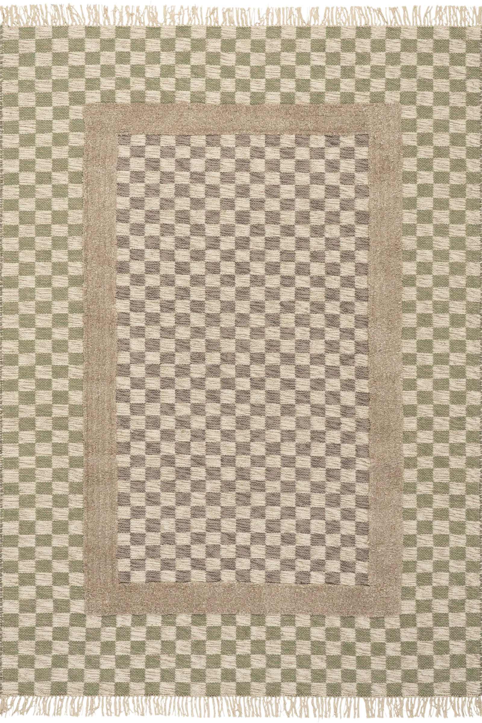 Memphis Modern Checkered Hand Woven Rug | Green/Grey | Rugs USA