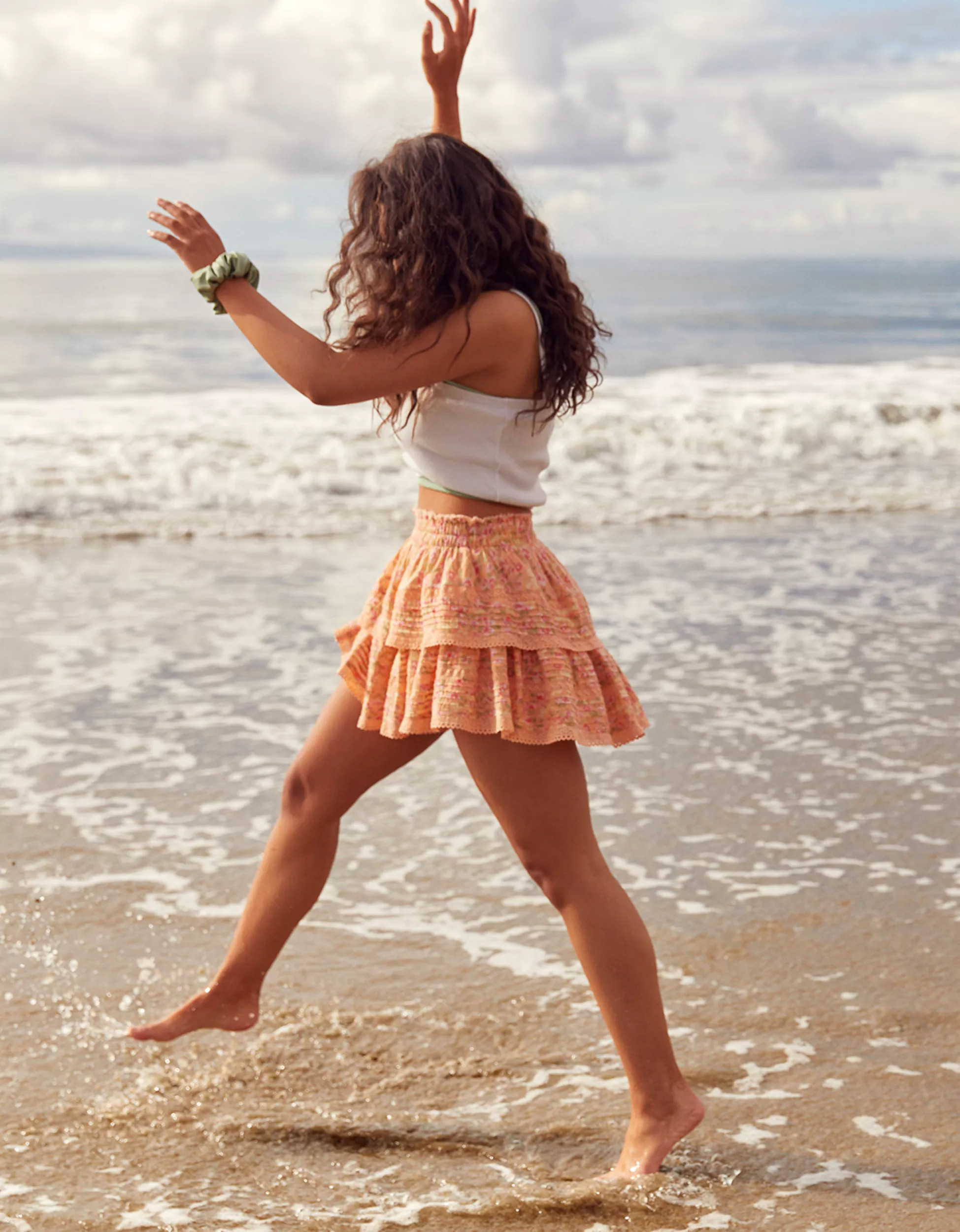 Aerie Rock 'n' Ruffle Printed Mini Skirt | American Eagle Outfitters (US & CA)