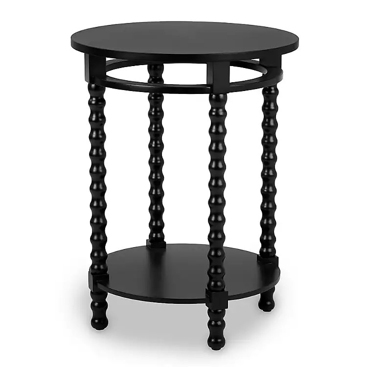 New! Round Farrah Black Spindle Side Table | Kirklands