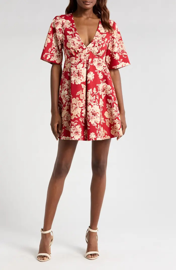 WAYF Zelma Floral Short Sleeve Minidress | Nordstrom | Nordstrom