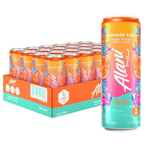 Alani Nu ORANGE KISS Ice Sugar Free, Low Calorie Energy Drinks | 200mg Caffeine | Antioxidants | Biotin, B Vitamins | Zero Sugar | 15 Calories or Less | 12 Oz Cans | 24 Count | Amazon (US)