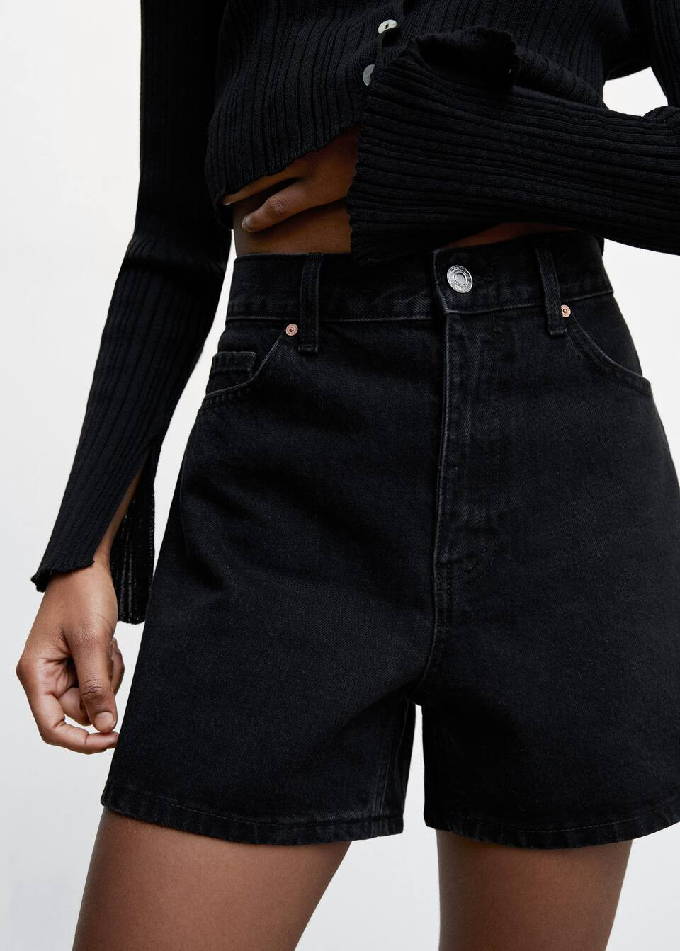 Mom-fit denim shorts | MANGO (US)