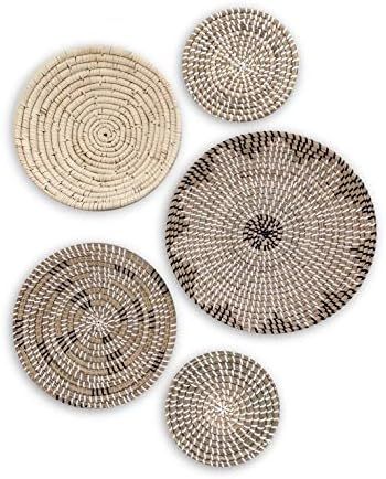 TheNamiCollection Woven Wall Basket Set - Five Hanging Seagrass Baskets | Decorative, Boho Styled... | Amazon (US)