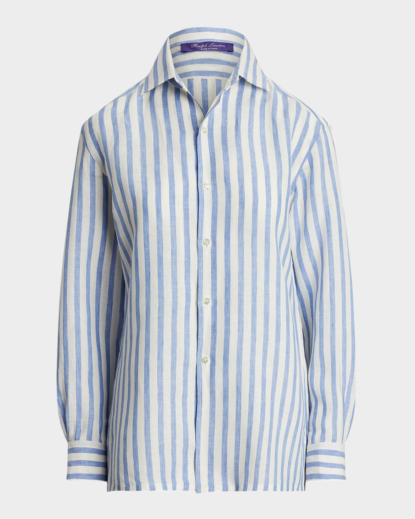 Ralph Lauren Collection Capri Striped Linen Shirt | Neiman Marcus