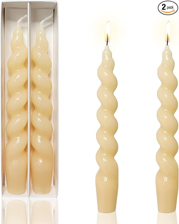 Spiral Taper Candles Yellow Candlesticks - Gedengni 7inches Short Candle Sticks Swirl Tapered Can... | Amazon (US)