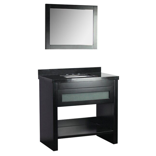 Bellaterra Home Oliver Collection 37-in Matte Black Undermount Single Sink Bathroom Vanity with B... | Lowe's