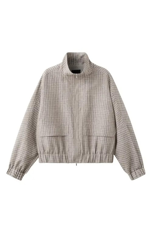 MANGO Check Bomber Jacket in Light/pastel Grey at Nordstrom, Size Small | Nordstrom
