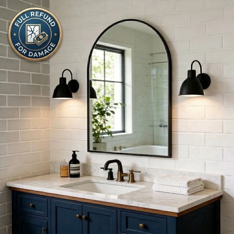 LIFERECORD 20x30 Arched Black Bathroom Mirror, Shatterproof Wall Vanity Mirror with Matte Metal F... | Walmart (US)