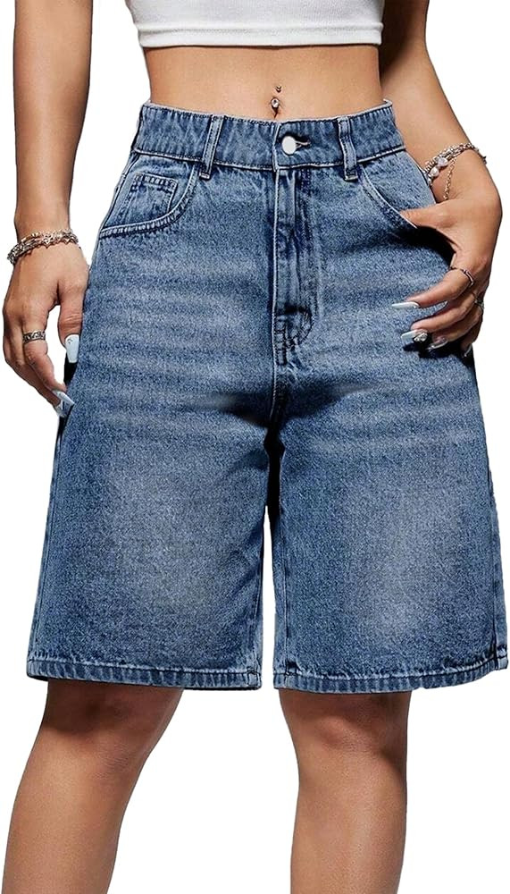 EMMIOL Women Jorts Baggy Jeans Jorts Outfits Mid-Low Waisted Denim Y2K Shorts Summer Hot Short Pa... | Amazon (US)