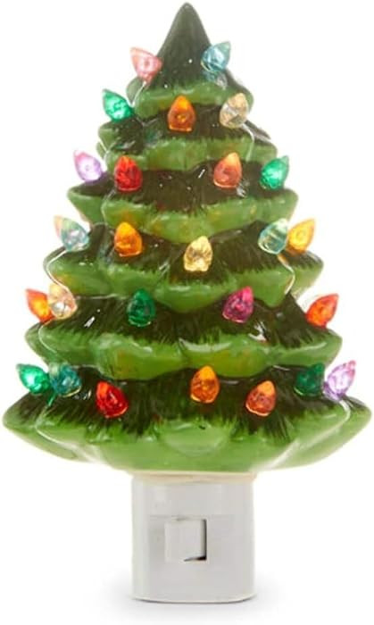 RAZ Imports Vintage Green Tree Night Light, 6-inch Height, Ceramic and Plastic, Christmas, Home D... | Amazon (US)