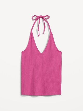 Rib-Knit V-Neck Halter Top for Women | Old Navy (US)