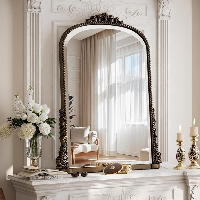 32"x24" Wall Mirror, Arched Beaded Mirror with Metal Frame, Decorative Bathroom Vanity Mirror for Entryway, Bedroom, or Living Room | Target