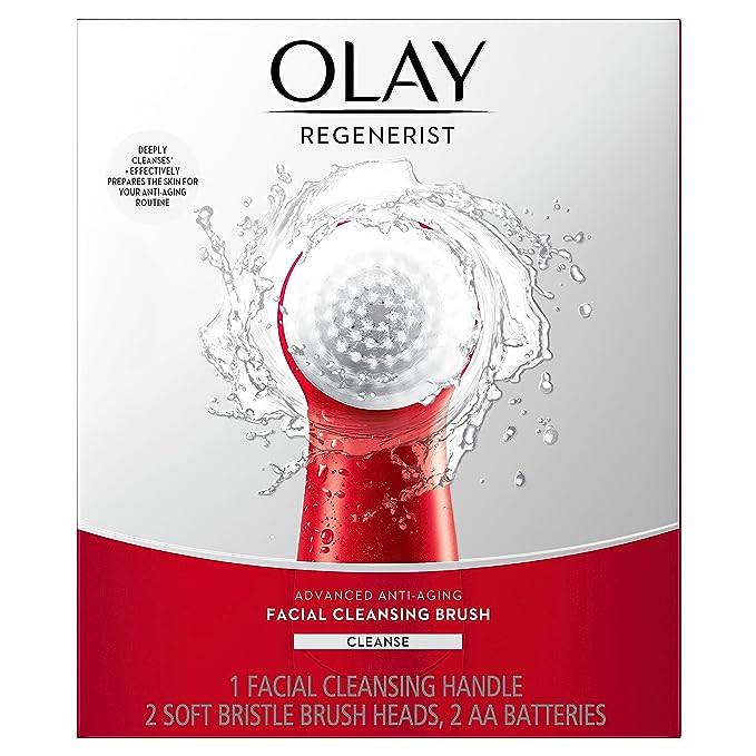 Olay Facial Cleansing Brush Regenerist, Face Exfoliator with 2 Brush Heads | Amazon (US)