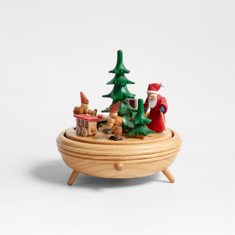 Santa's Workshop Handmade German Christmas Music Box | Crate & Barrel | Crate & Barrel