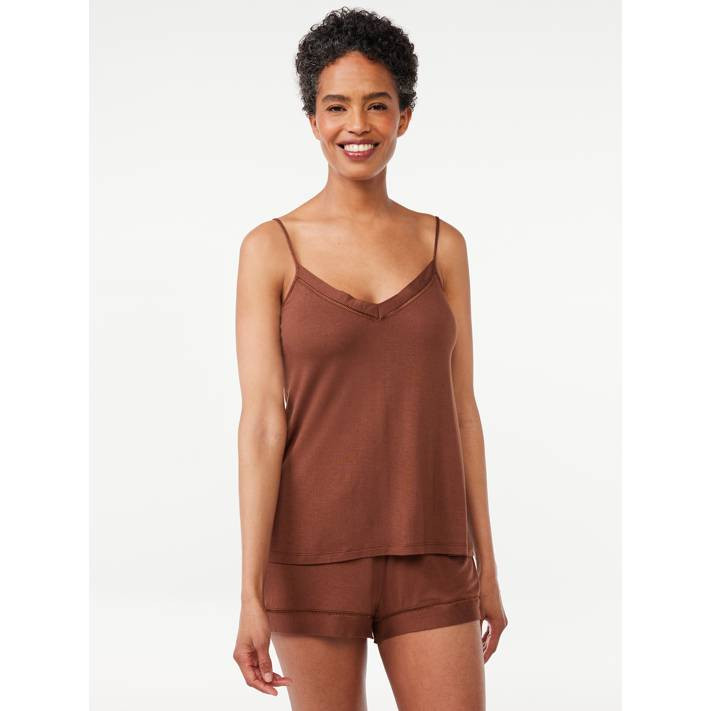 Joyspun Women's Knit Camisole and Shorts Sleep Set, 2-Piece, Sizes S to 3X | Walmart (US)