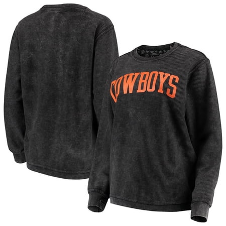 Women s Pressbox Black Oklahoma State Cowboys Comfy Cord Vintage Wash Basic Arch Pullover Sweatshirt | Walmart (US)